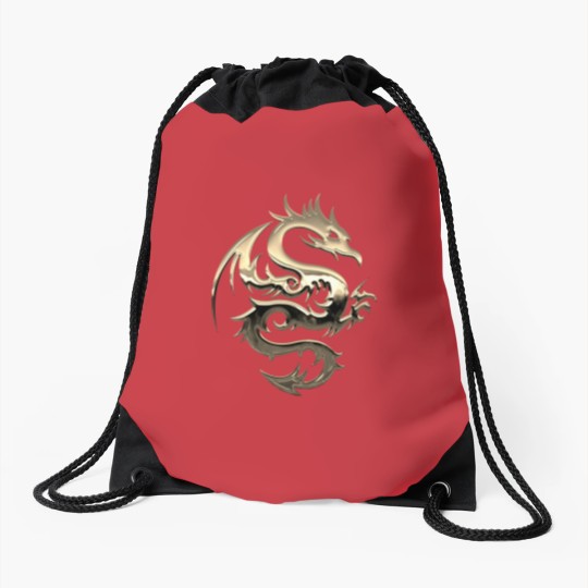 Discover Gold Metallic Dragon Drawstring Bags