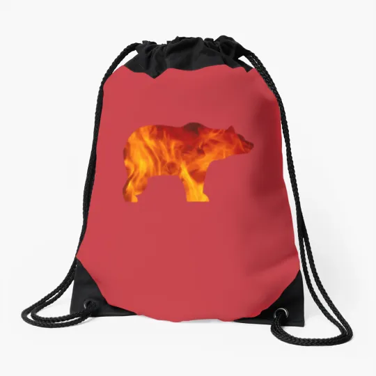 Discover bear burning Drawstring Bags