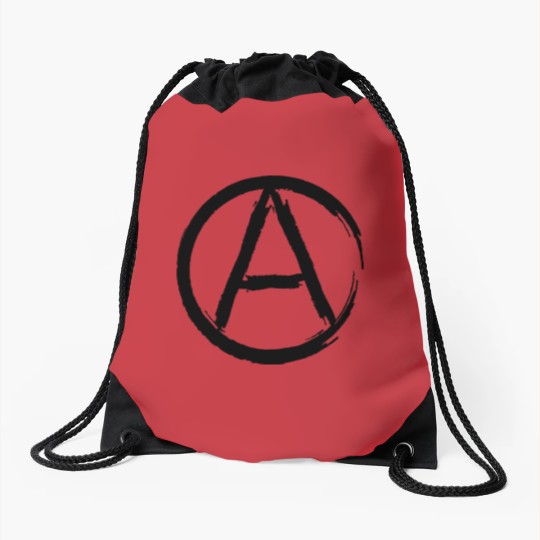 Discover anarchy sign Drawstring Bags