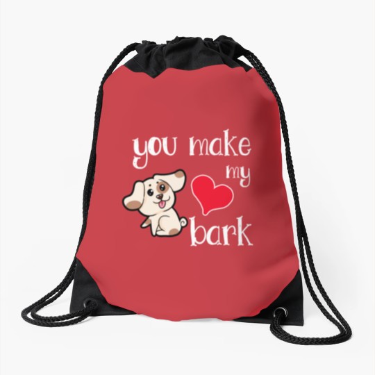 Discover You make my heart bark Dog Doggie Present Heart Drawstring Bags