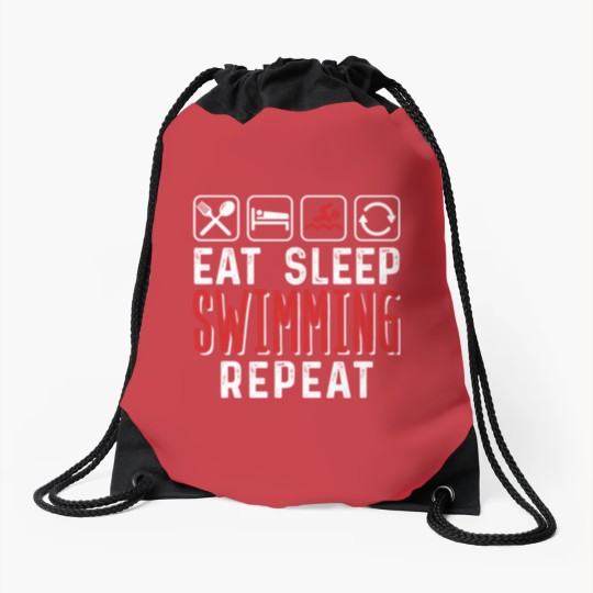 Discover Eat Sleep Swimming Repeat Drawstring Bags