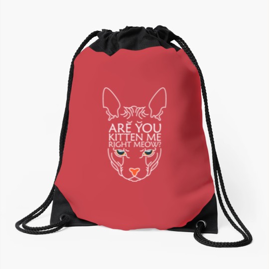Discover Are you kitten me right meow Drawstring Bags