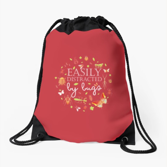 Discover Easily Distracted By Bugs Funny Bug Insects Drawstring Bags