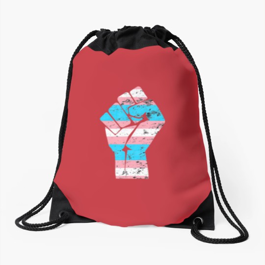 Discover Resist Fist Transgender Flag Trans Pride T Drawstring Bags