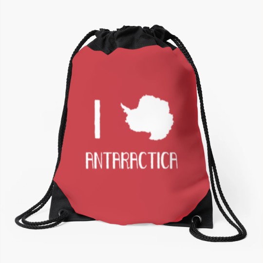 Discover I Love Antarctica South Pole Penguin Expedition Drawstring Bags