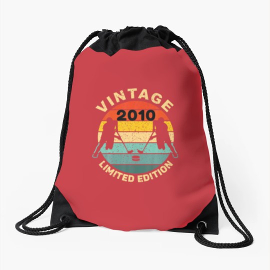 Discover Ice Hockey Vintage 2010 Bday 12Th Birthday Hockey Drawstring Bags
