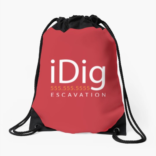 Discover iDIG. Excavator. Backhoe Operator. Gift and Merch Drawstring Bags