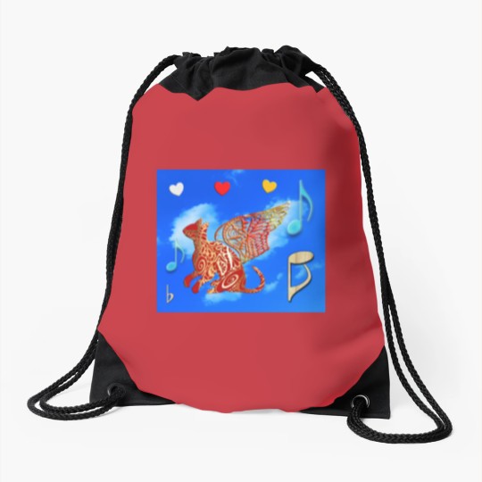 Discover Life is easier with My Magic Cat of Angels. Drawstring Bags