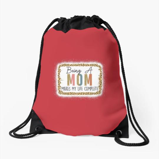 Discover Being A Mom Makes My Life Complete Leopard Mother' Drawstring Bags