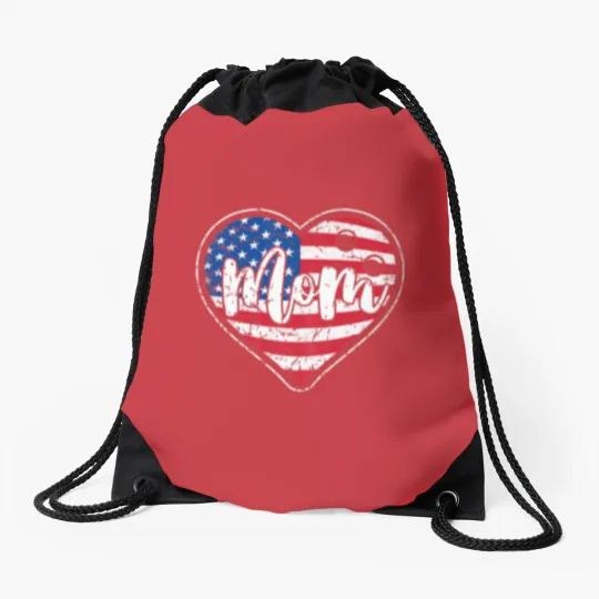 Discover Womens Distressed American Flag Heart Bowling Drawstring Bags