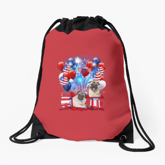 Discover Pug Firework American Flag 4Th Of July Dog Lover Drawstring Bags