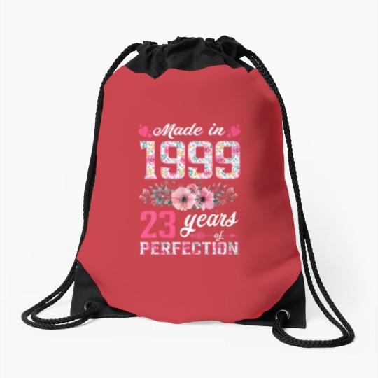Discover Womens Made In 1999 Floral 23 Year Old 23Rd Birthd Drawstring Bags