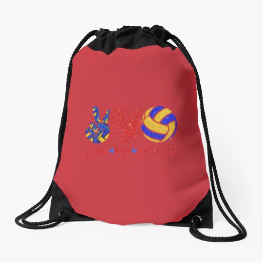 Discover Drawstring Bags - Peace Love Volleyball Theme