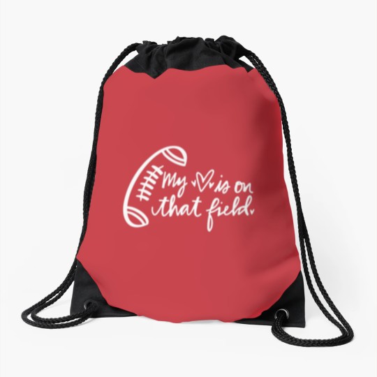 Discover My Heart Is On That Field Football Mom Game Day Fo Drawstring Bags