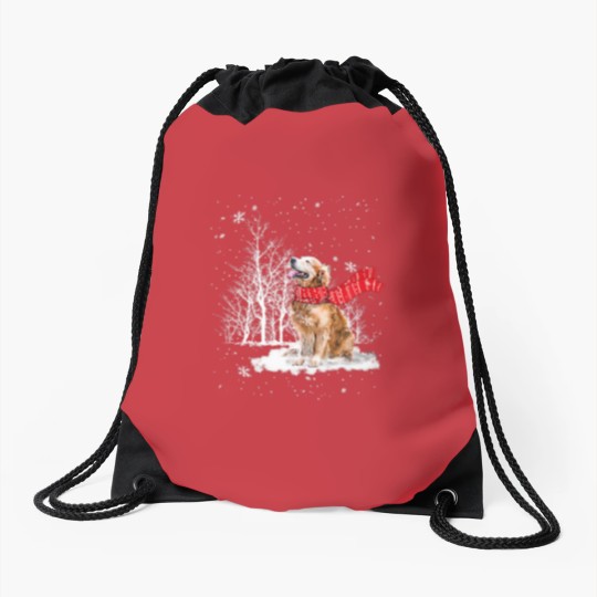 Discover Golden Retriever Is Watching The Snow Falls Christ Drawstring Bags