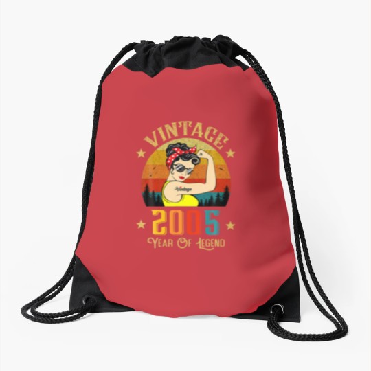Discover Vintage 2005 Birthday Women 17 Years Old Funny Vin Drawstring Bags
