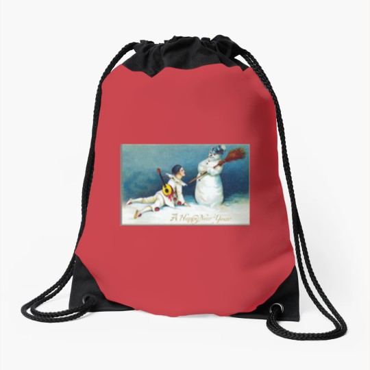 Discover Vintage New Year's Day Boy And Snow Drawstring Bags