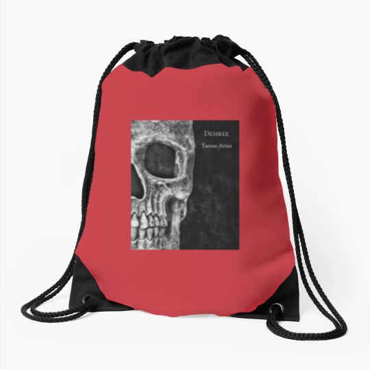 Discover Gothic Skull Head Black And White Tattoo Shop Drawstring Bags