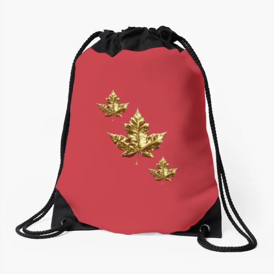 Discover Cool Canada  Gold Maple Leaf Drawstring Bags