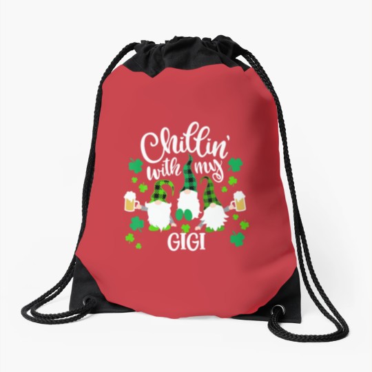 Discover Chillin With My Gigi St Patricks Day Gnomes Garden Drawstring Bags