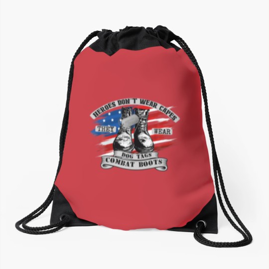 Discover Heroes Don't Wear Capes, They Wear Dog Tags Drawstring Bags