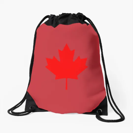 Discover Red Canada Maple Leaf Souvenir Drawstring Bags