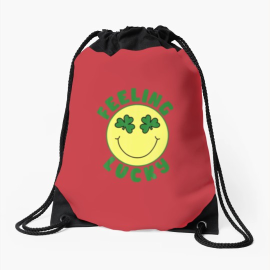 Discover St Patrick's Day I Feel Lucky Leopard Clover Graph Drawstring Bags