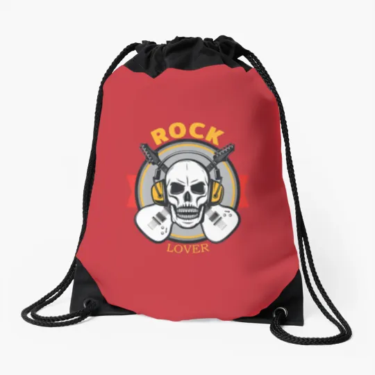 Discover Rock Lover Headphone Skull Boyfriend Modern Specia Drawstring Bags