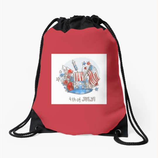 Discover Happy 4th of July Drawstring Bags