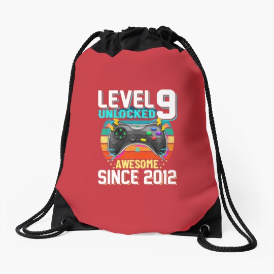 Discover Awesome 2012 Level 9 Unlocked Video Game 9 Years O Drawstring Bags