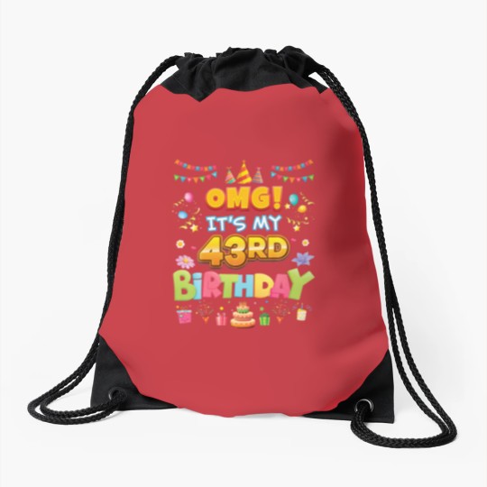 Discover OMG It's My 43Rd Birthday 43 Years Old Hat Cake Ha Drawstring Bags