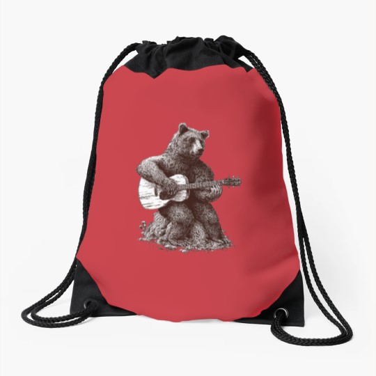 Discover Guitar Player GUITARIST Bear Funny Drawstring Bags
