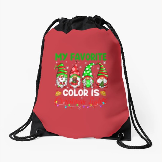 Discover Gnomes My Favorite Color Is Christmas Light Drawstring Bags
