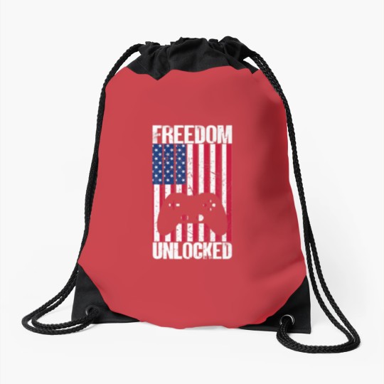 Discover Gamer 4Th Of July Freedom Unlocked Video Games Drawstring Bags