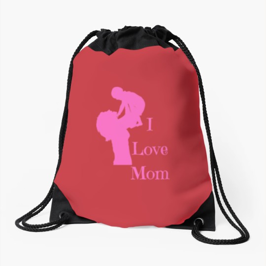 Discover I love mom Drawstring Bags
