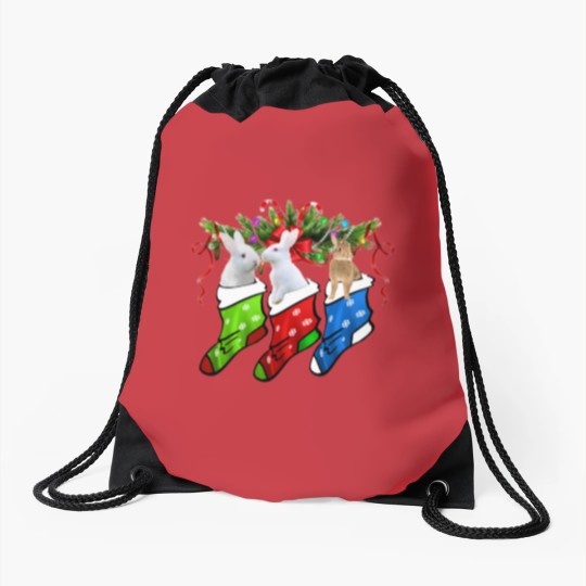 Discover Funny Three Rabbit In Sock Christmas Rabbit Gift Sleeveless Drawstring Bags