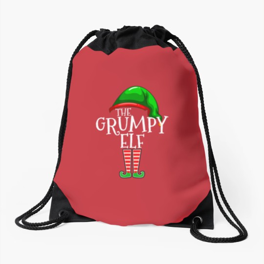 Discover The Grumpy Elf Family Matching Group Christmas Gif Drawstring Bags