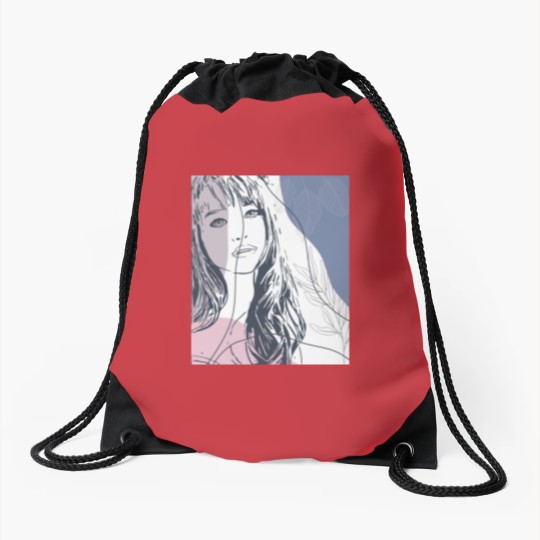 Discover Portrait sketch, tropical plants colorful shapes Drawstring Bags