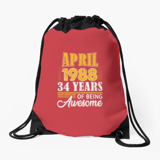 Discover 34Th Birthday Gifts 34 Year Old Awesome Since Apri Drawstring Bags