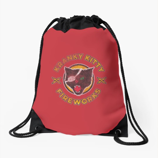 Discover Kranky Kitty Fireworks Funny Pirate Cat Drawstring Bags
