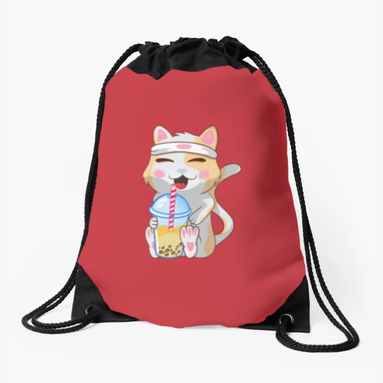 Discover Cute Cat ,Funny, Boba Bubble Tea, Anime, Japanese Drawstring Bags