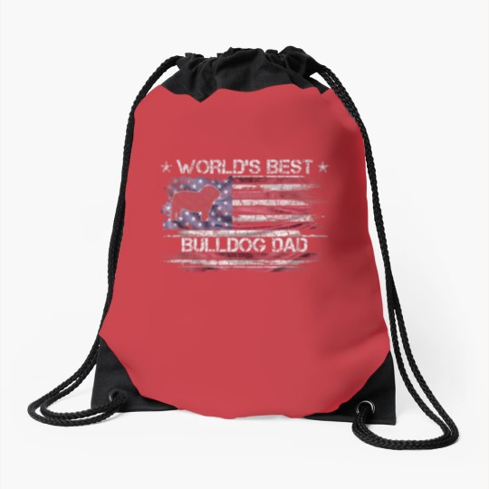 Discover Vintage USA Flag World's Best English Bulldog Drawstring Bags
