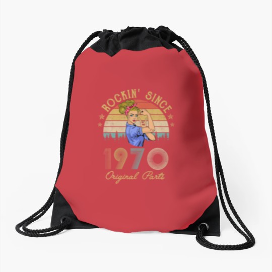 Discover Vintage 1970 Rockin Sine 52Nd Birthday Women 52 Ye Drawstring Bags