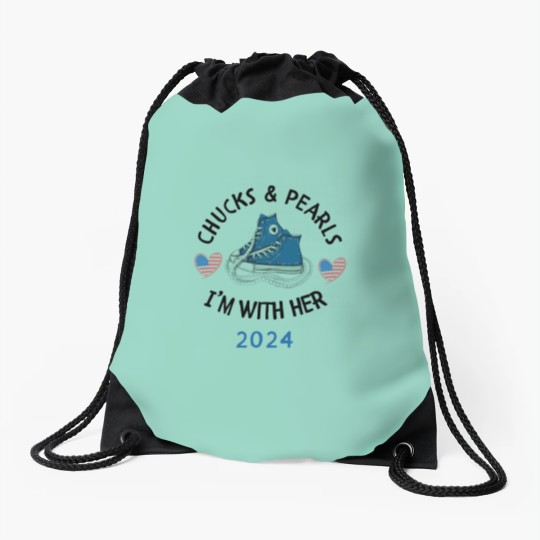 Discover Kamala Harris 2024 - Chucks and Pearls Drawstring Bag