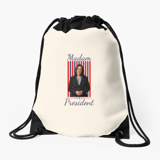 Discover Madam President Drawstring Bags Featuring Kamala Harris