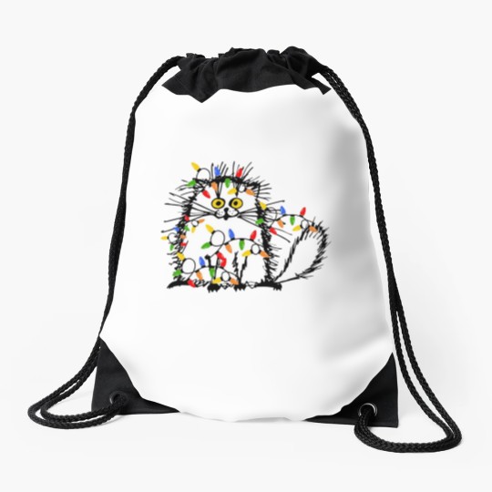 Discover Christmas Funny Cat Drawstring Bags, Funny Cat Drawstring Bags