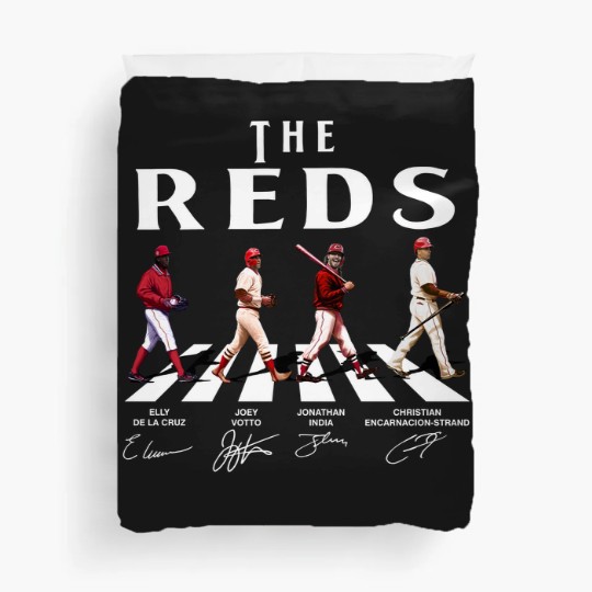 Discover Reds Walking Abbey Road Signatures Baseball Duvet Covers, Elly De La Cruz, Votto, Jonathan India