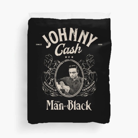Discover Johnny Cash The Man in Black Graphic Duvet Covers
