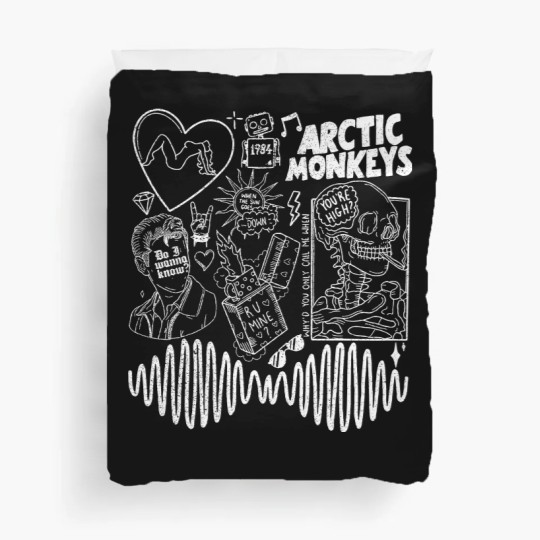 Discover Arctic Monkey Doodle Art Duvet Covers, Vintage Arctic Monkey Merch Album Duvet Covers