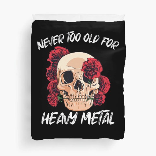 Discover Skull with Red Roses Heavy Metal Hard Rock - Vintage Heavy Metal - Duvet Covers